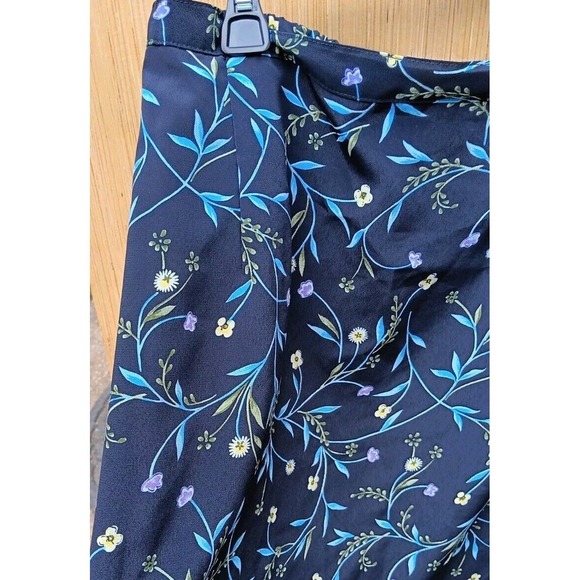 Vintage 80s TR Bentley Plus‎ Blue Floral Rayon Maxi Skirt Elastic Back Women 24 - Picture 8 of 8